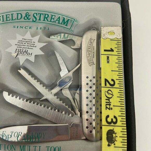 Field & Stream Watch Gift Set  Black Leather 12 Function Multi Tool Steel in Box - Picture 8 of 14